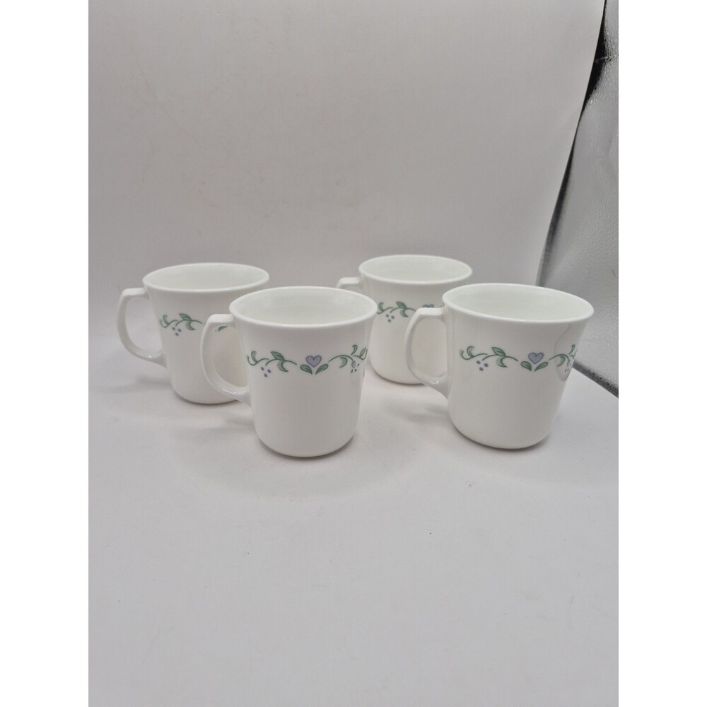 Corelle Country Cottage Vine & Heart Design Set Of 4 Mugs Vintage